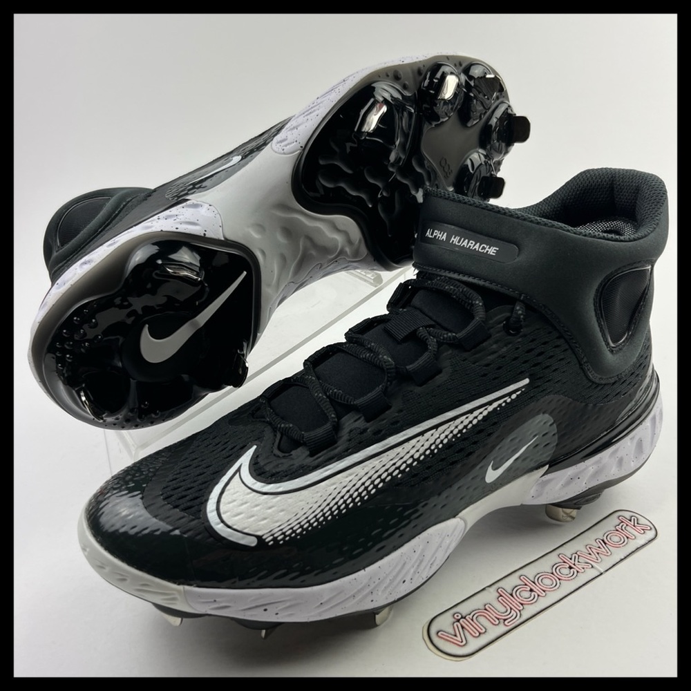 Nike Alpha Huarache Elite 4 Mid Black Baseball Cleats Men’s Size 10 DJ6520-003
